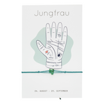 Sternzeichen Armband Jungfrau mit drei Jade Edelsteinen. Für alle Handgelenke passend. Größenverstellbar.