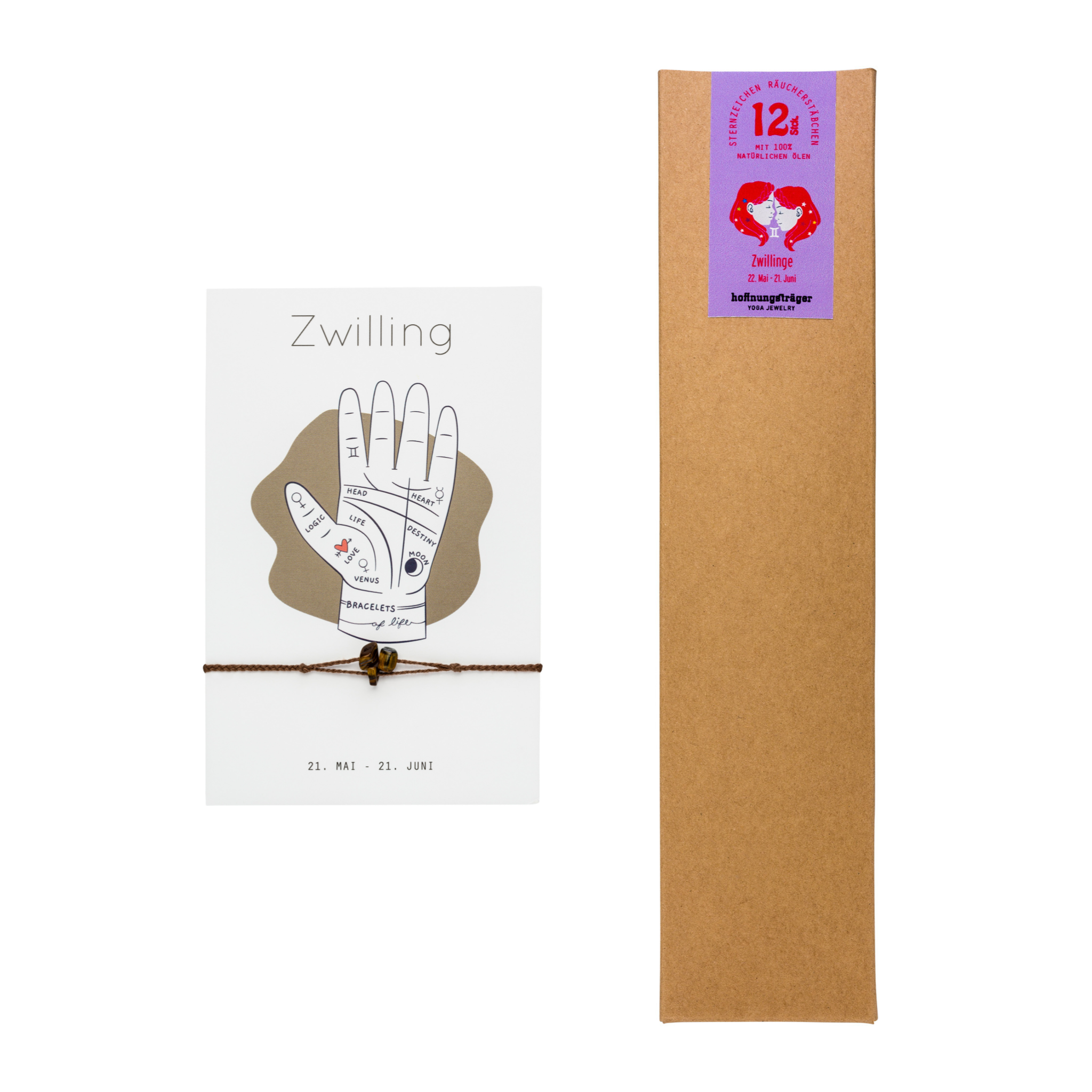 Geschenk-Set Sternzeichen: Edelstein-Armband & Räucherstäbchen
