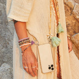 Mobile phone chain sandalwood beads “Paradise” mint