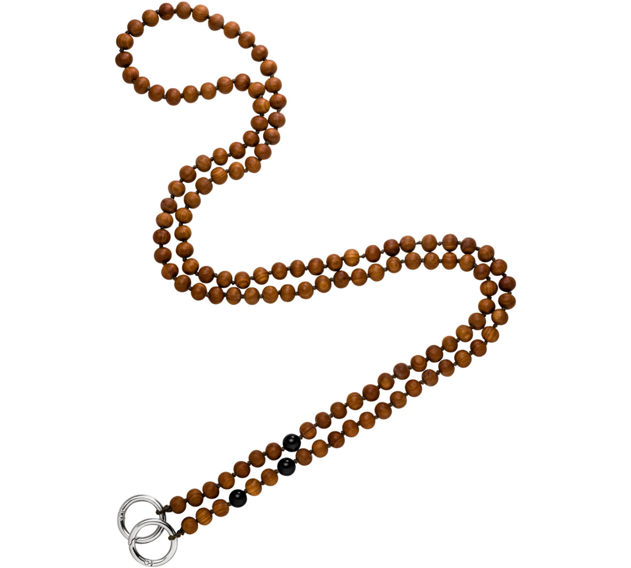 Handykette Handy-Mala mit 108 Perlen aus Sandelholz und Onyx.