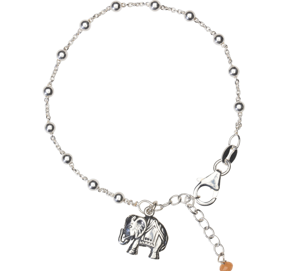 Elefant Armband mit Elefant Anhänger für Kraft und Glück in 925 Silber. Feine Kugelkette.