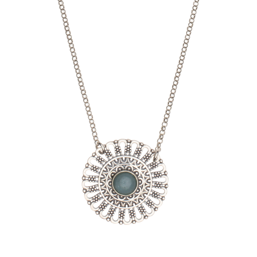 Liefdesketting met Mandala & Amazoniet, Zilver