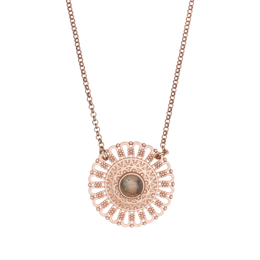 Love Chain with Mandala & Labradorite, Rose Gold