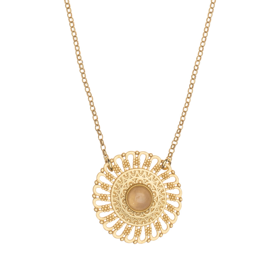 Love Chain met mandala en rozenkwarts, goud