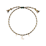 Mond Armband mit 925 Silber Mond Anhänger. Beige, Weiß, Gold Farben. Einheitsgröße. Happy Moon Armband.