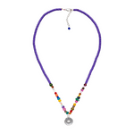 Längenverstellbare Choker-Kette mit bunten Edelsteinen und schützendem Auge Amulett in 925 Silber. 