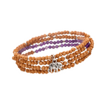 Wickelarmband Elefant mit Rudrani Perlen, Amethyst und 925er Silber Elefant Anhänger