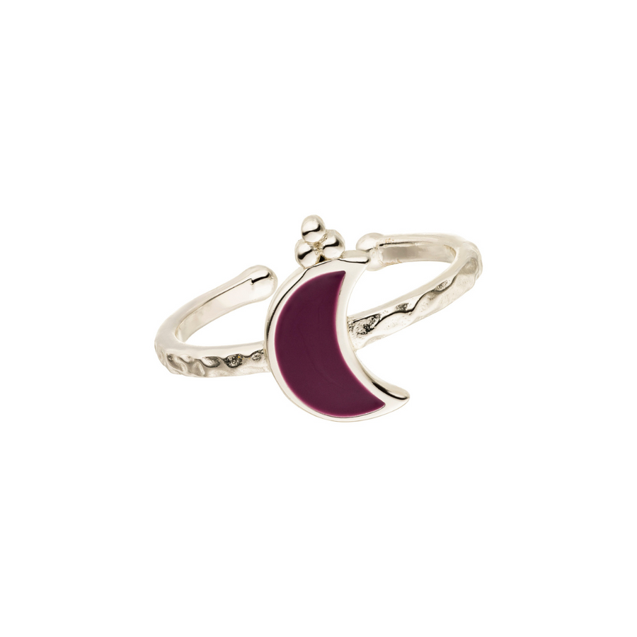 Magic Moon Ring aus Sterling Silber mit lilafarbenem Mond.