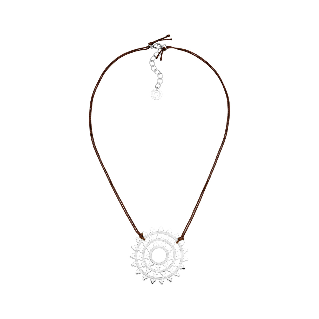 Choker-Kette mit Wheel of Karma Anhänger in Sterlingsilber
