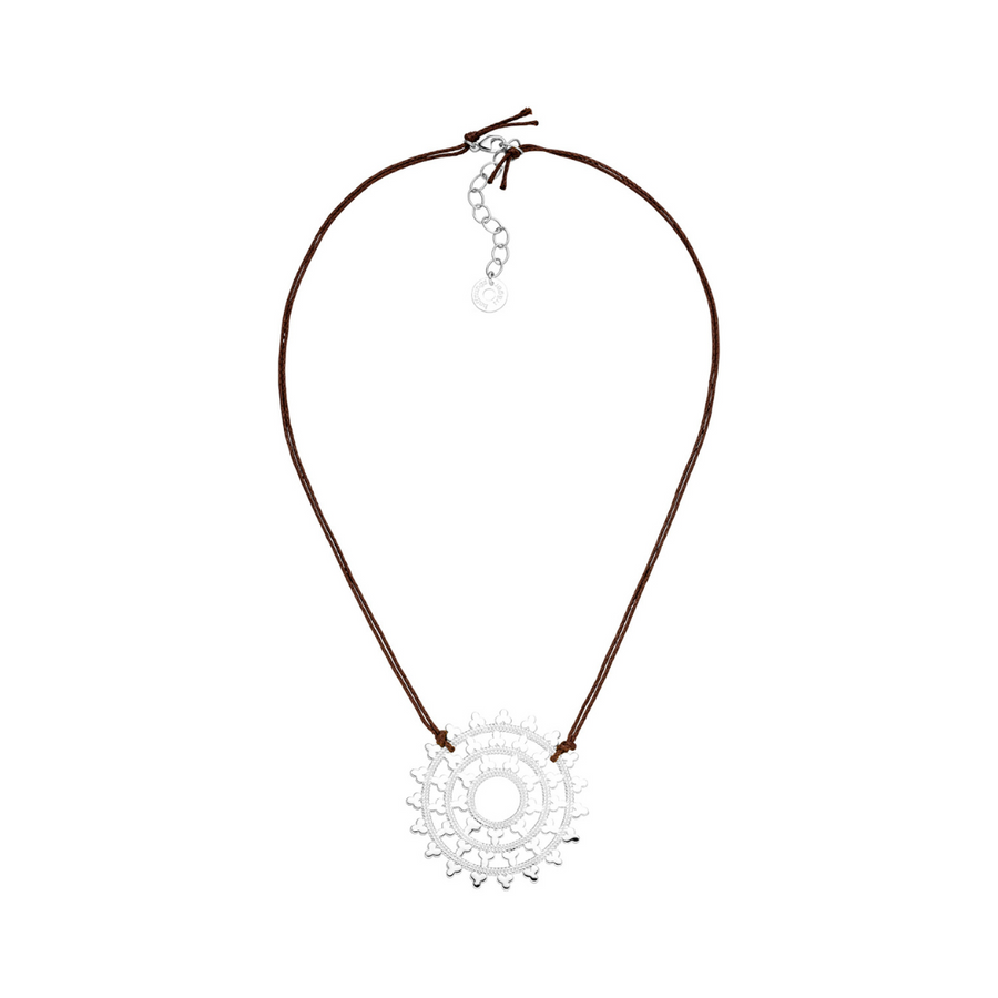 Choker-Kette mit Wheel of Karma Anhänger in Sterlingsilber