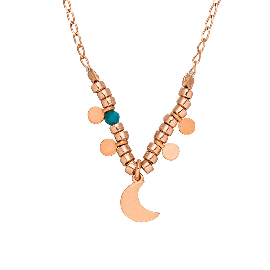Mond Kette rosévergoldet mit Halbmond Anhänger als Layering Kette.