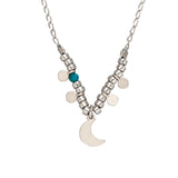 Zauberhafte Mond Kette mit Halbmond Anhänger und Edelstein in 925 Sterllingsilber.