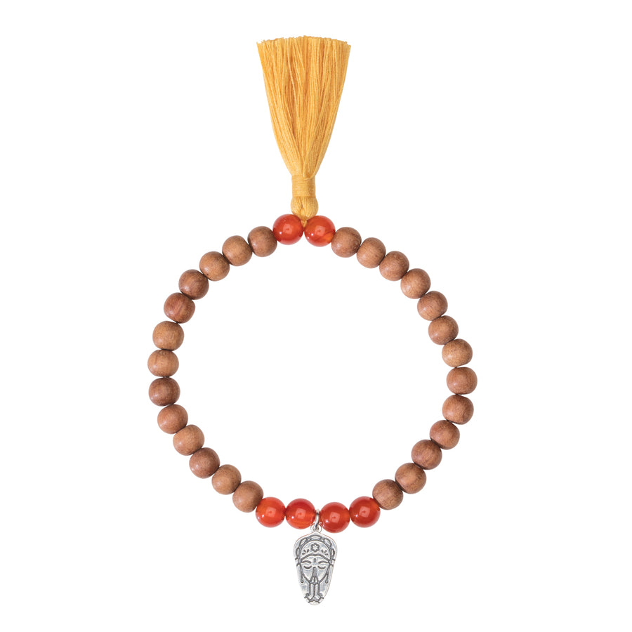 Shanti Armband Sandelhout Stretch, Namasté & Donker Carnerol