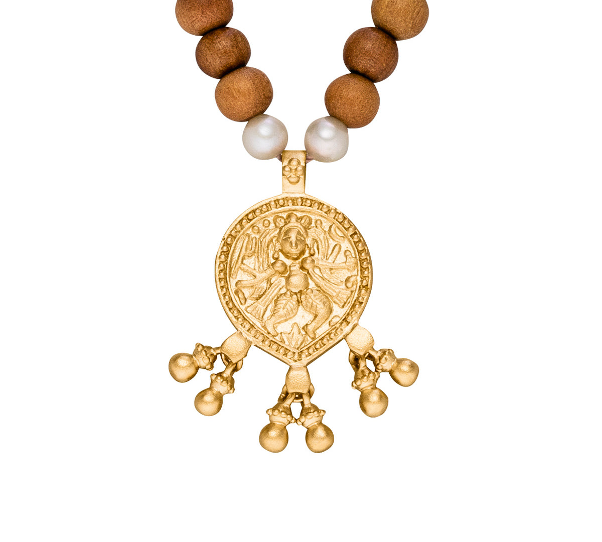 Shiva Kette mit Sandelholz Perlen im Ethno Stil