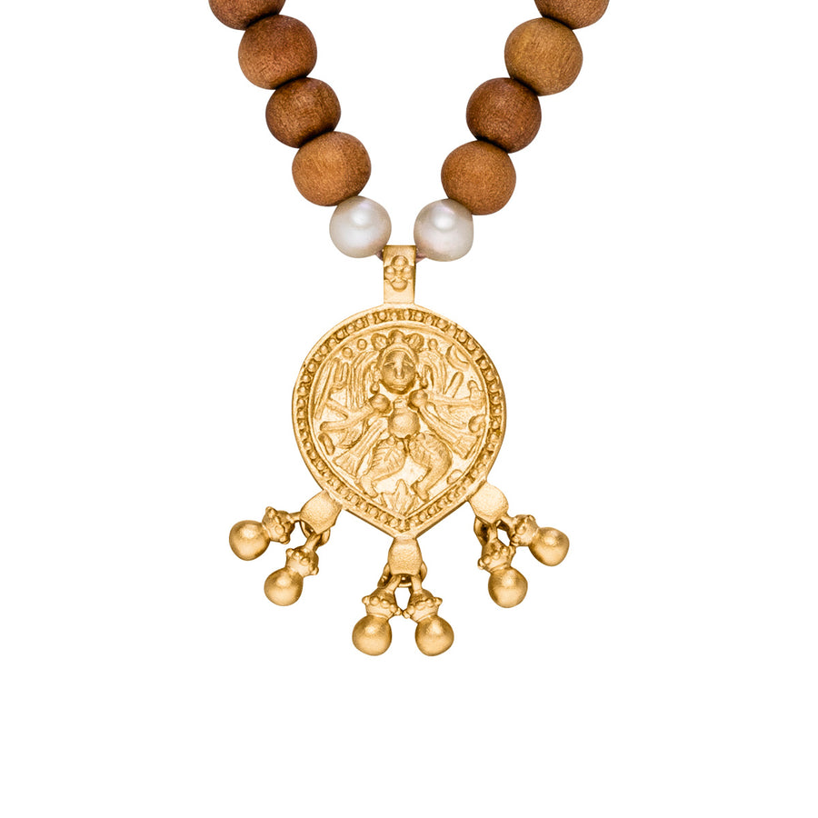 Shiva Kette mit Sandelholz Perlen im Ethno Stil