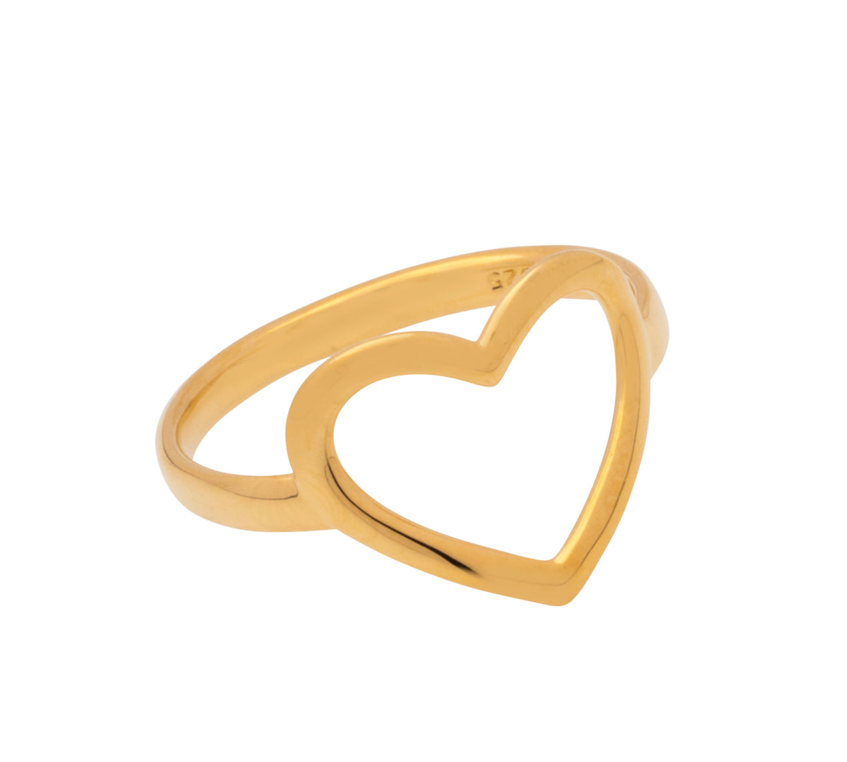 Herz Ring aus 925er Silber vergoldet im schlichten Design.