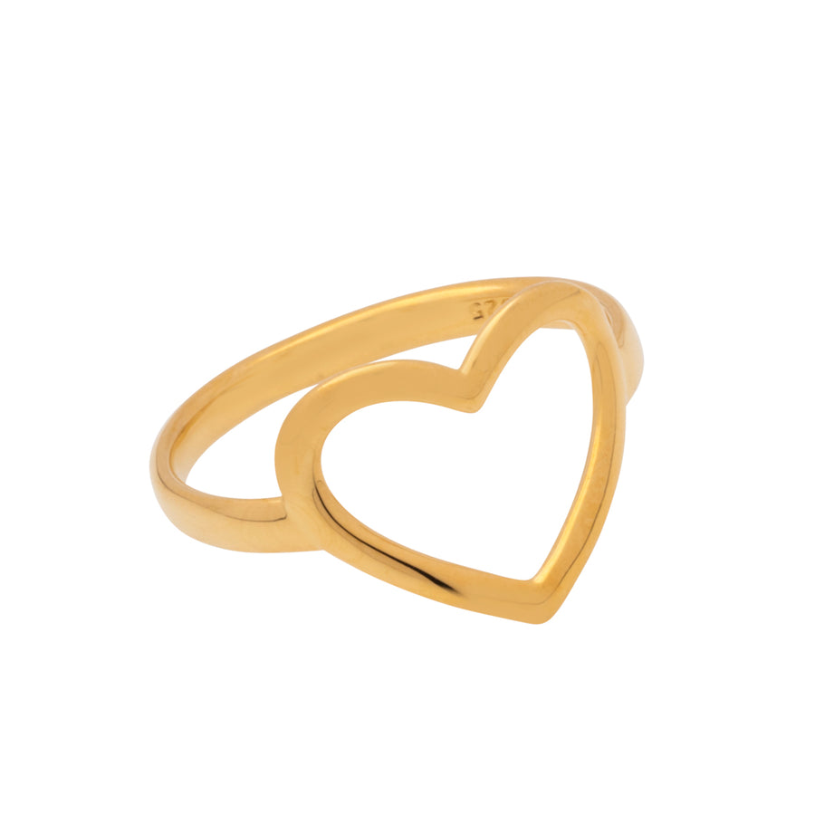Herz Ring aus 925er Silber vergoldet im schlichten Design.