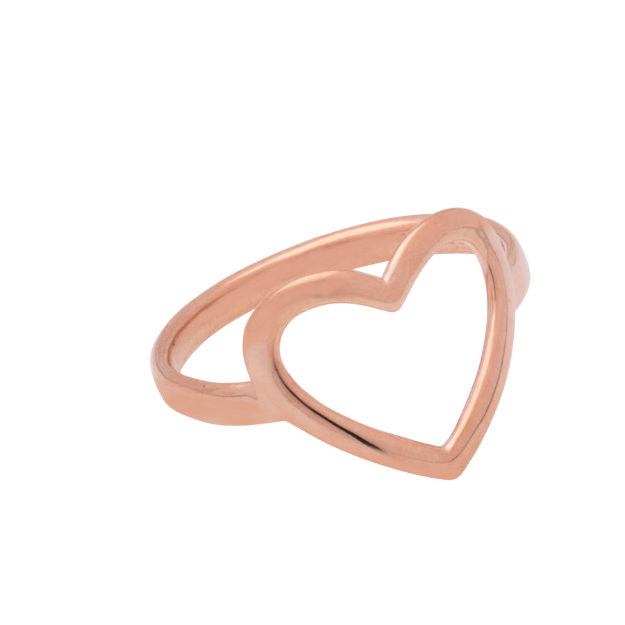 Herz Ring in Rosévergoldet im schlichten Design.