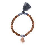 Shanti Armband Sandelholz-Stretch, Ganesha & Aquamarin