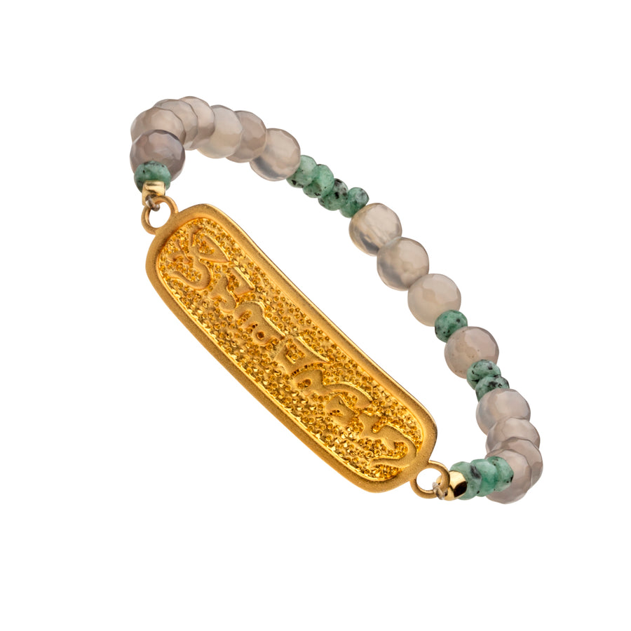 Om Mani Padme Hum Stretch-Bracelet,Gold