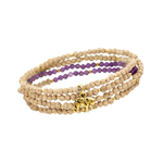 Wickelarmband Elefant mit Amethyst, Rudrani Perlen und Elefant Anhänger.