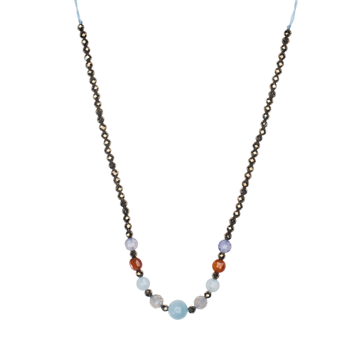 Choker-Kette mit Opal und funkelndem Pyrit.