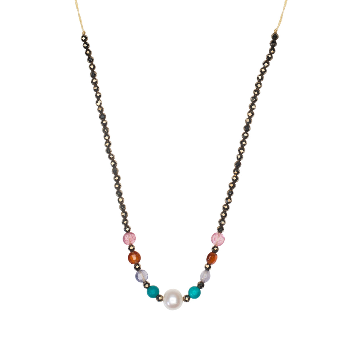 Choker Kette mit Pyrit Edelsteinen und Perle von hoffungsträger Schmuck