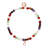 Mala Armband mit echten Edelsteinen und rosegoldenem Unendlichkeits-Anhänger.