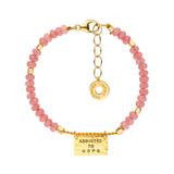 Rosafarbenes Achat Edelstein Armband mit goldenem Anhänger