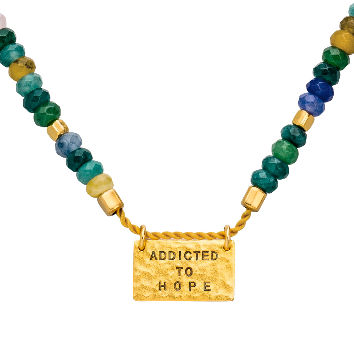 Choker Kette aus geschliffenen Edelsteinen und Glücksbringer Anhänger