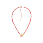 choker kette aus rosafarbenen achat edelsteinen mit rosegoldene, anhänger mit addicted to hope gravur