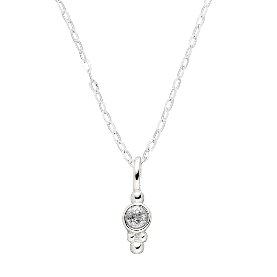 Geburtsstein Kette April mit Topaz Edelstein an 925er Silber Halskette.