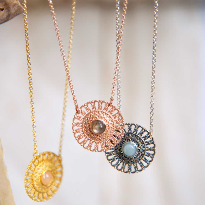 Love Chain with Mandala & Labradorite, Rose Gold
