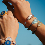 Armbänder Feder mit bunten Perlen und Sterlingsilber