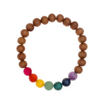 Chakra Armband mit sieben echten Edelsteinen und Sandelholz Perlen.
