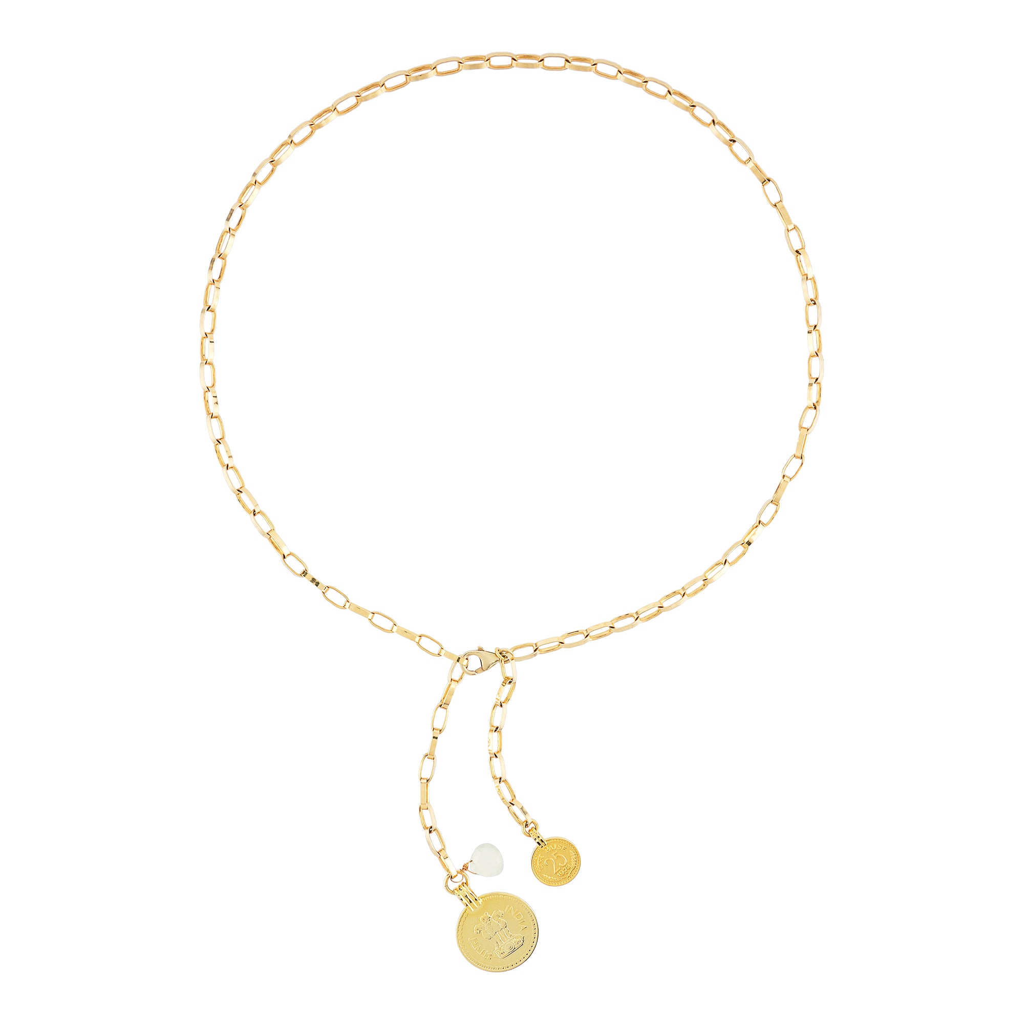 Längenverstellbare vergoldete Choker Kette mit zwei goldenen Münzen 
