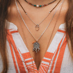 Bunte Choker Kette aus Pyrit, bunten Edelsteinen und echter Perle.