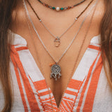 Bunte Choker Kette aus Pyrit, bunten Edelsteinen und echter Perle.