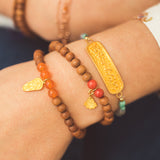 Om Mani Padme Hum stretch bracelet, gold