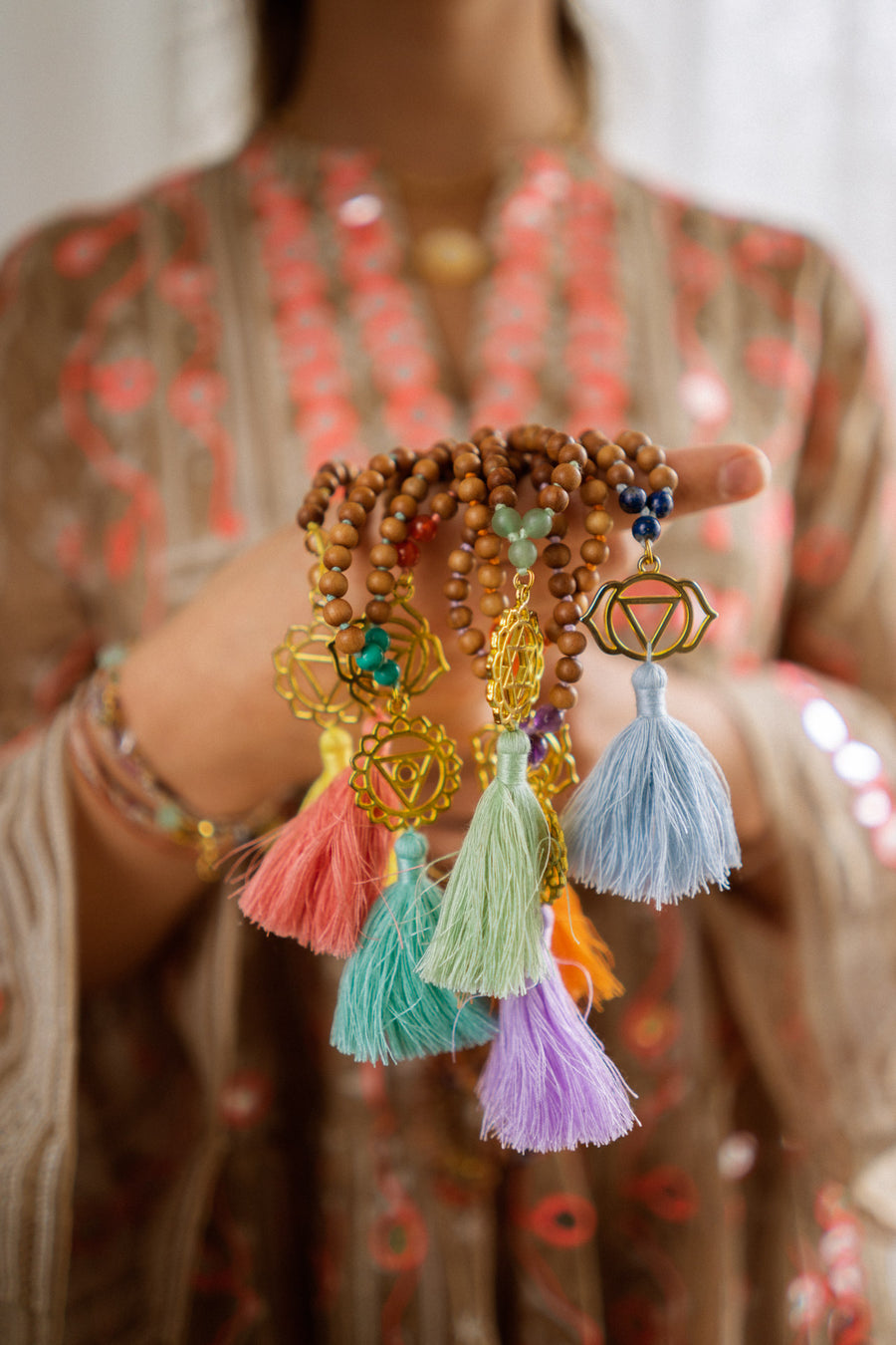 Keelchakra mala "Ik ben expressief" met messing
