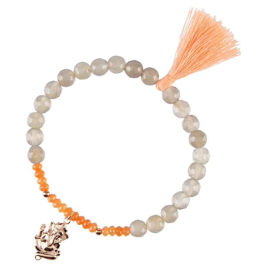 Hand Mala Set, Ganesha Rose Gold, Agate