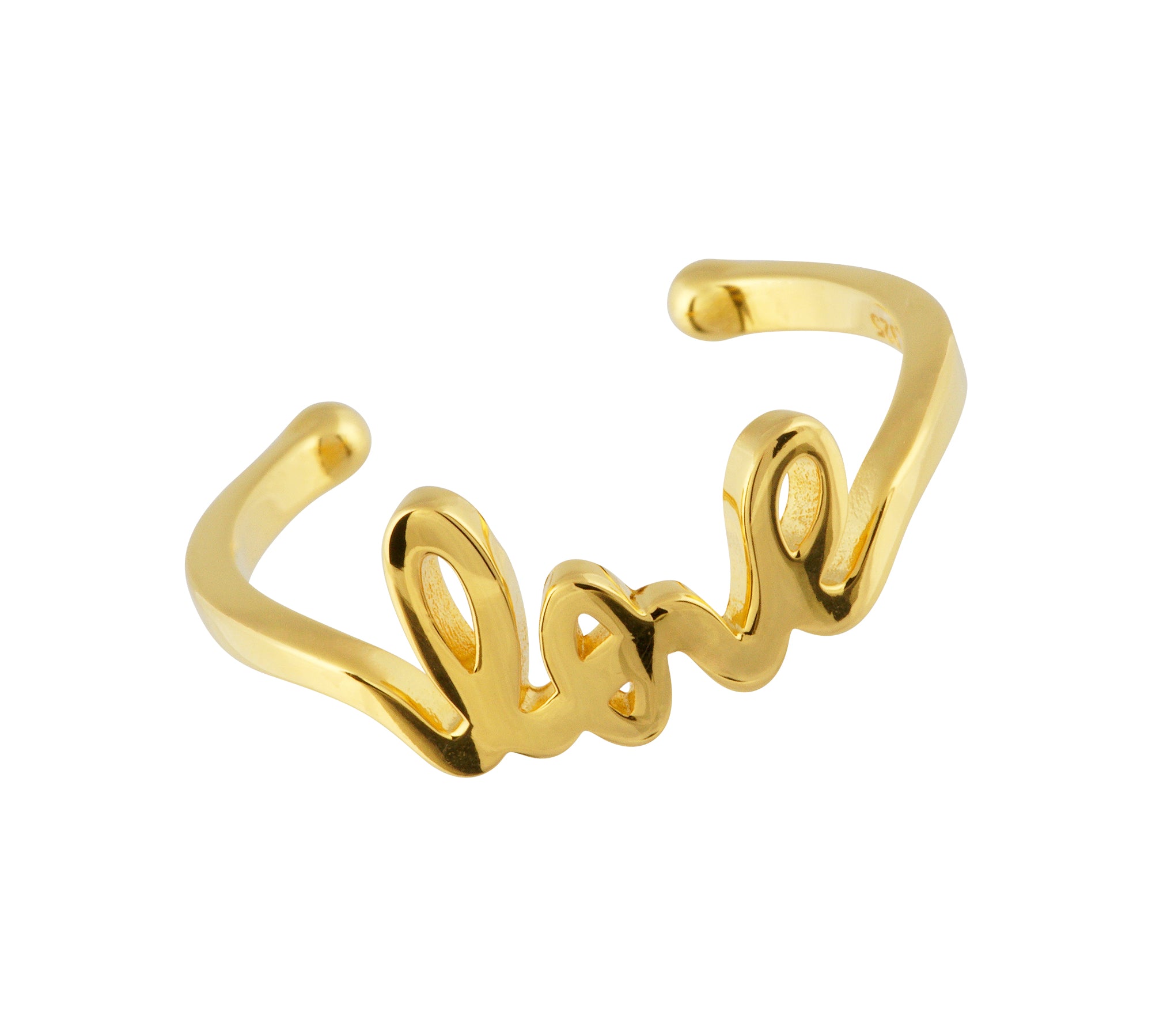 Love Ring 925er Silber vergoldet mit Love Schriftzug,