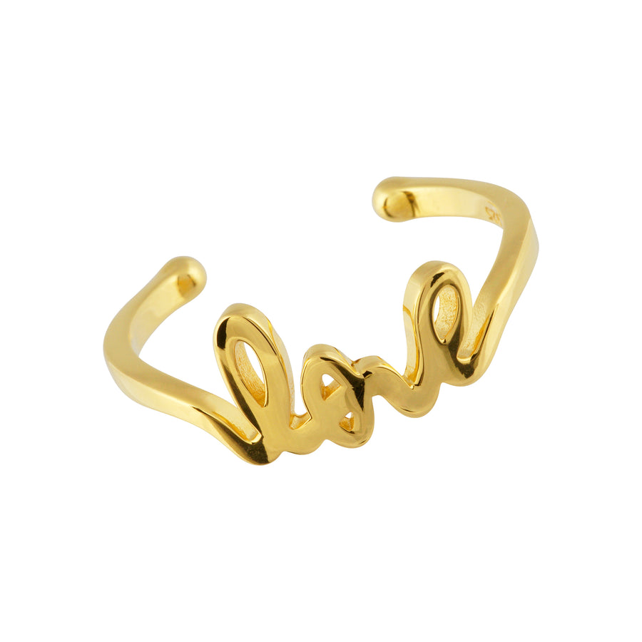 Love Ring 925er Silber vergoldet mit Love Schriftzug,