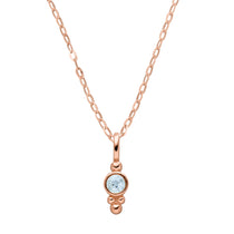Geburtsstein Kette mit hellblauem Topaz Anhänger an rosévergoldeter 925er Silber Kette.
