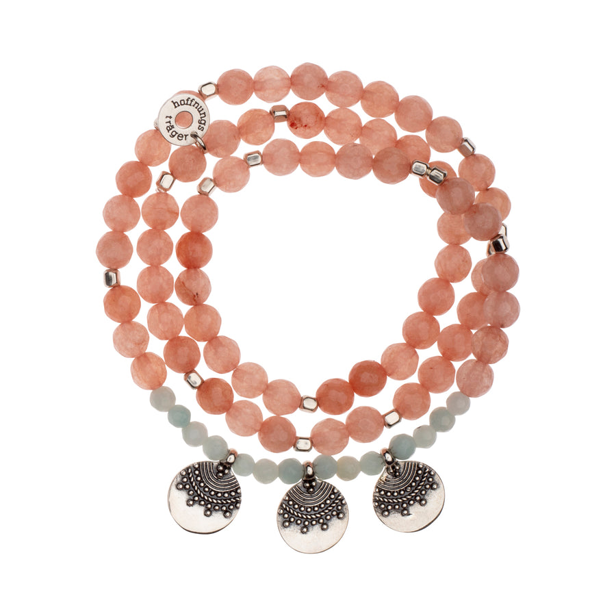 Edelstein Armband  mit geschliffenen Achat und Amazonit zum 3x um Handgelenk wickeln.