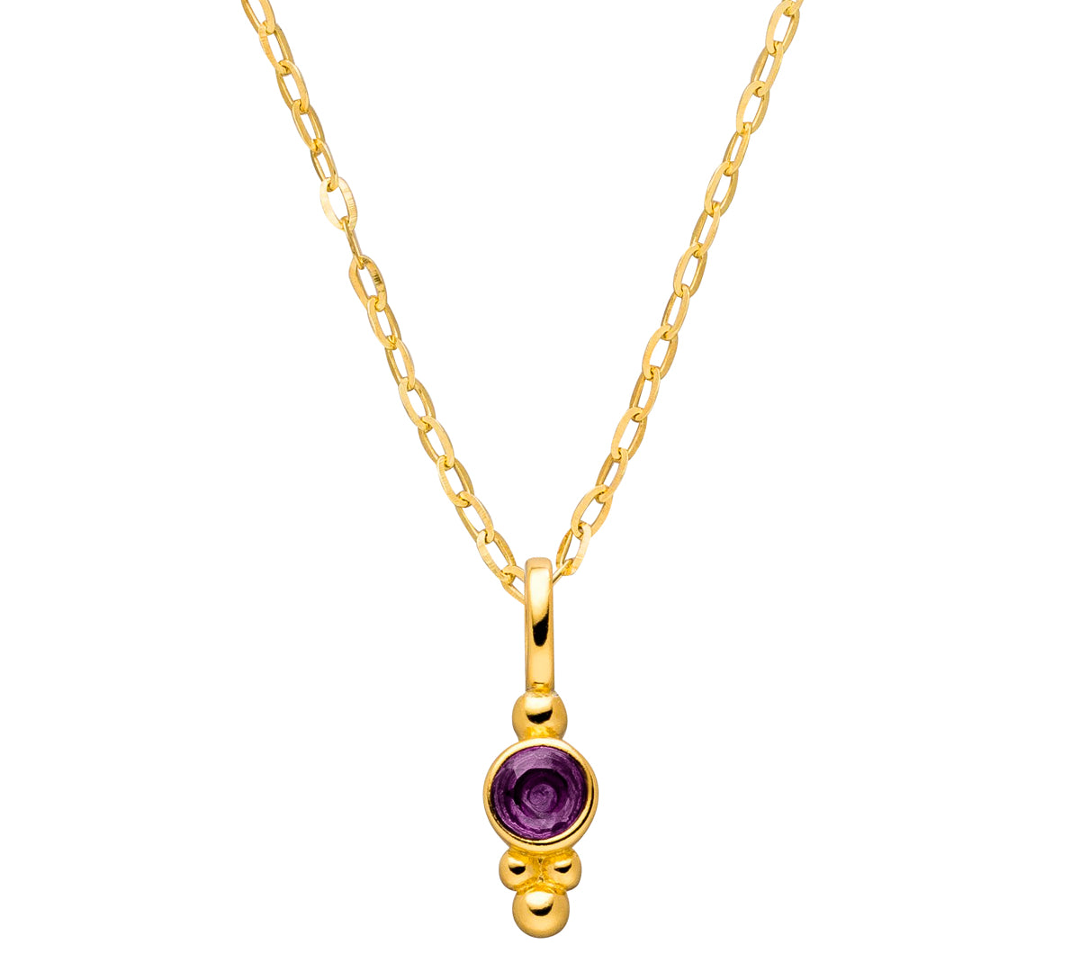 Geburtsstein Kette Feburar mit Amethyst Edelstein und vergoldeter 925er Silberkette.