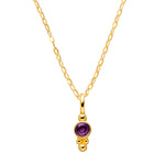 Geburtsstein Kette Feburar mit Amethyst Edelstein und vergoldeter 925er Silberkette.