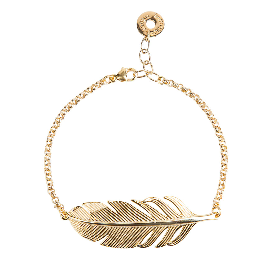 Feder Armband aus vergoldetem 925er Sterlingsilber.