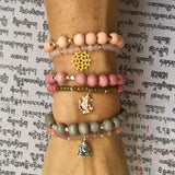 Hand mala set, Wheel of Karma Gold, Rose Quartz &amp; Agate 