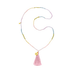 Lange Chakra Edelsteinkette aus 162 echten pastellfarbigen Edelsteinen im Feinschliff.